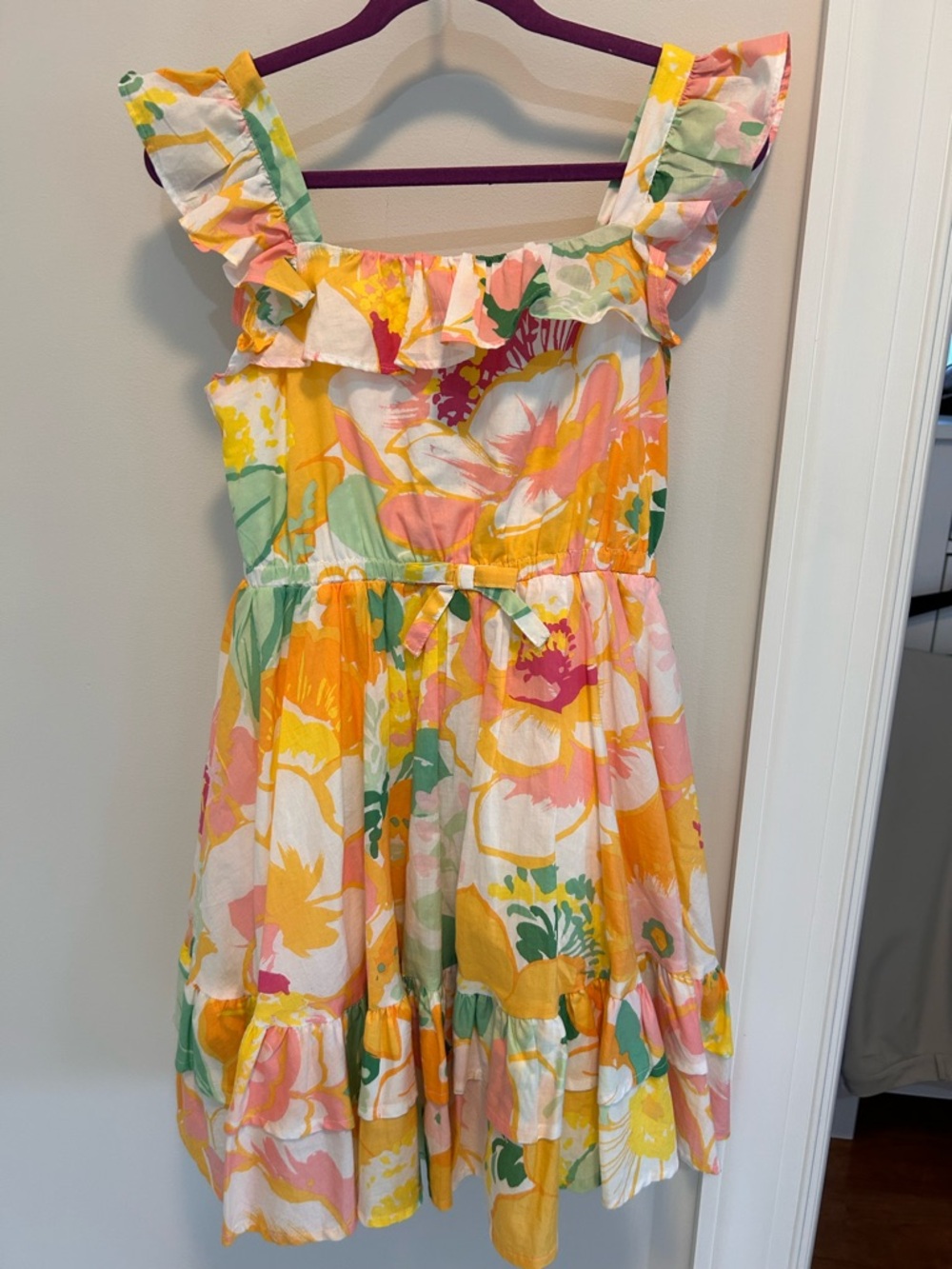 Janie and Jack Yellow Pink Green Floral Ruffle Sundress